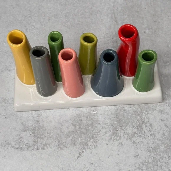 Chive Pooley Modern Colorful Ceramic Bud Vases Flower 8 Tube Arrangement Vase - Picture 3 of 11